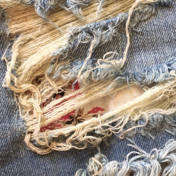 EUC Distressed denim shorts overalls shortalls - Picture 3 of 8